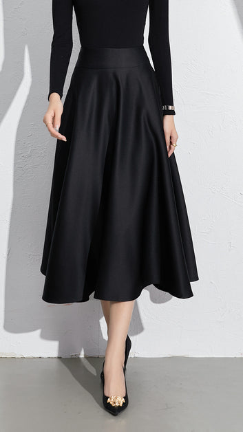 Black /Gold Satin Skirt with pockets