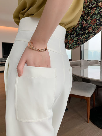 High Waisted White Denim like pants