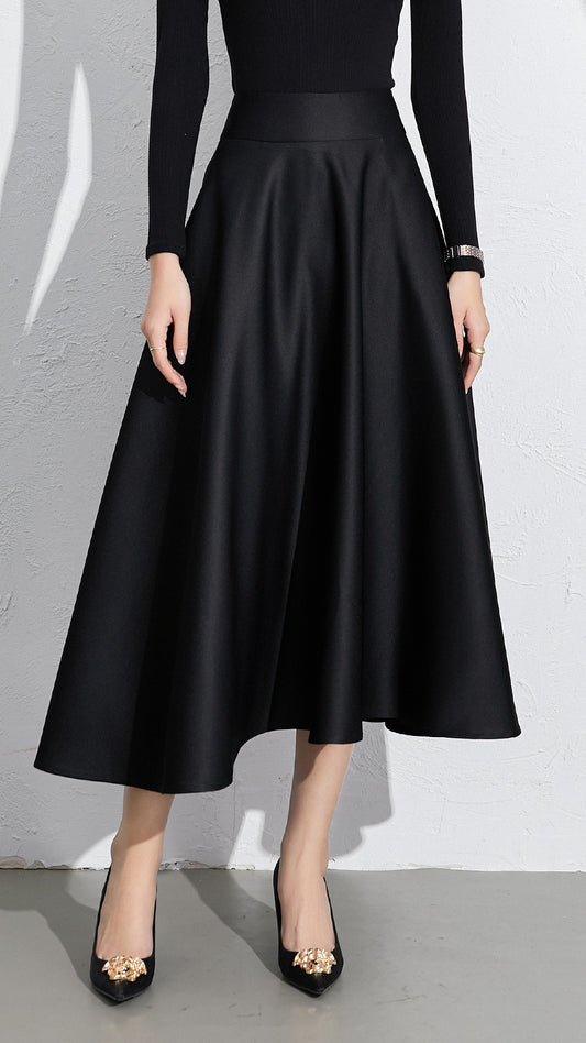 Black /Gold Satin Skirt with pockets